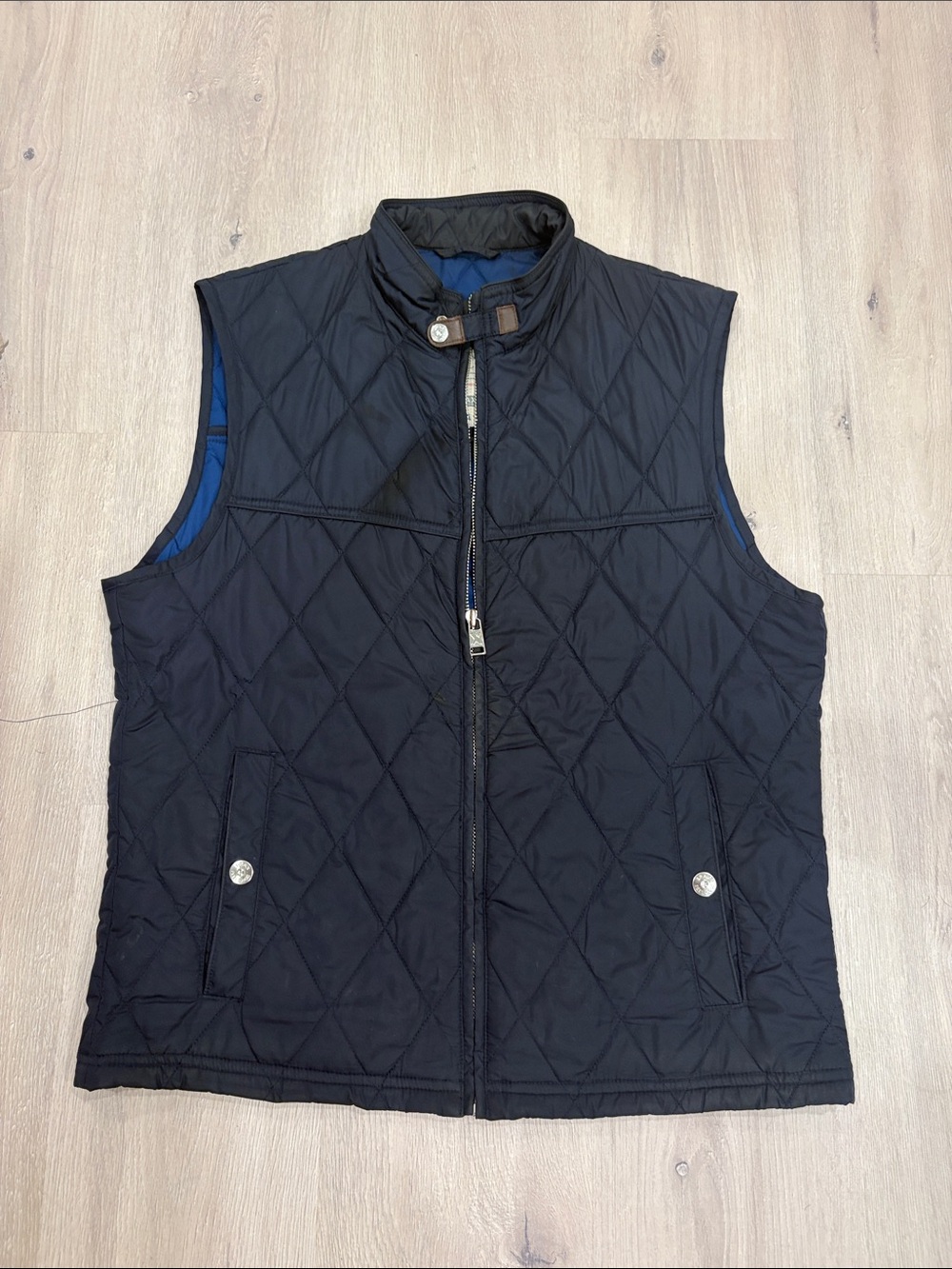 Men's dark blue Stand-Collar Vest